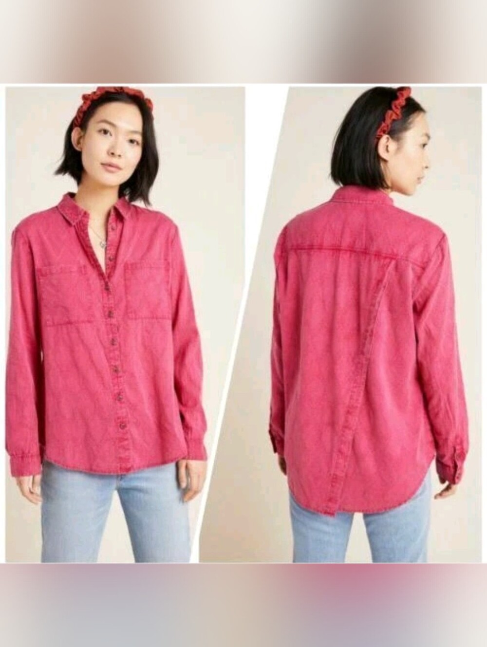Anthropologie Maeve "The Cate" Long-Sleeve Button-Down shirt Size Large